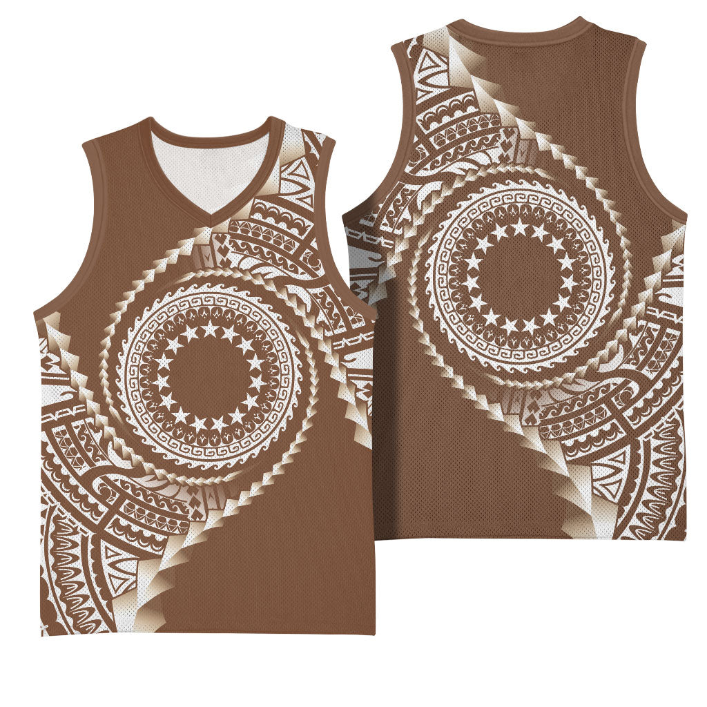 Cook Islands Gospel Day Basketball Jersey Brown Tribal Curves LT05 - Polynesian Pride