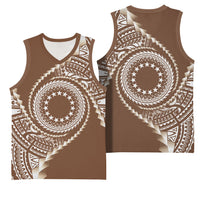 Cook Islands Gospel Day Basketball Jersey Brown Tribal Curves LT05 - Polynesian Pride