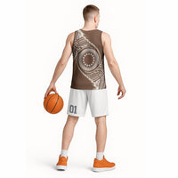 Cook Islands Gospel Day Basketball Jersey Brown Tribal Curves LT05 - Polynesian Pride