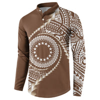 Cook Islands Gospel Day Button Sweatshirt Brown Tribal Curves LT05 - Polynesian Pride