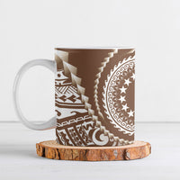 Cook Islands Gospel Day Ceramic Mug Brown Tribal Curves LT05 Brown - Polynesian Pride