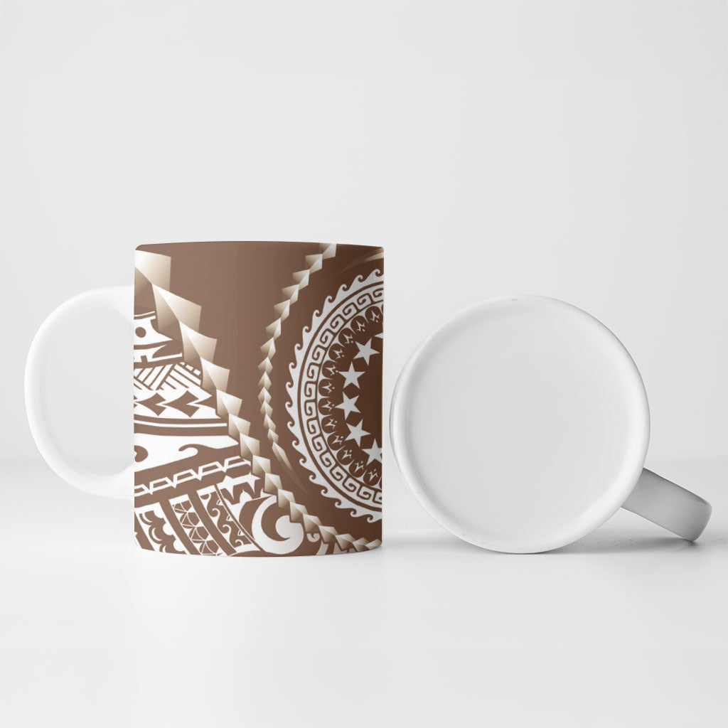 Cook Islands Gospel Day Ceramic Mug Brown Tribal Curves LT05 - Polynesian Pride