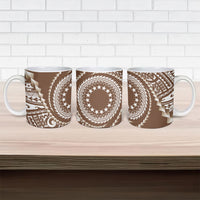 Cook Islands Gospel Day Ceramic Mug Brown Tribal Curves LT05 - Polynesian Pride