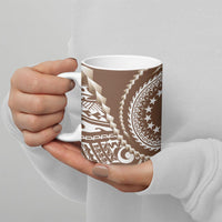 Cook Islands Gospel Day Ceramic Mug Brown Tribal Curves LT05 - Polynesian Pride
