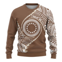 Cook Islands Gospel Day Ugly Christmas Sweater Brown Tribal Curves LT05 - Polynesian Pride