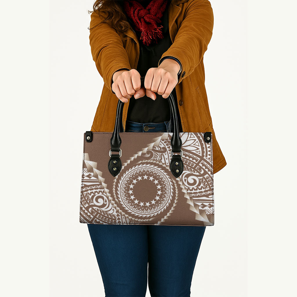 Cook Islands Gospel Day Leather Bag Brown Tribal Curves LT05 - Polynesian Pride