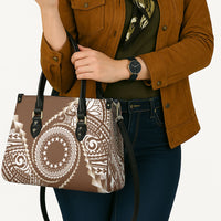 Cook Islands Gospel Day Leather Bag Brown Tribal Curves LT05 - Polynesian Pride