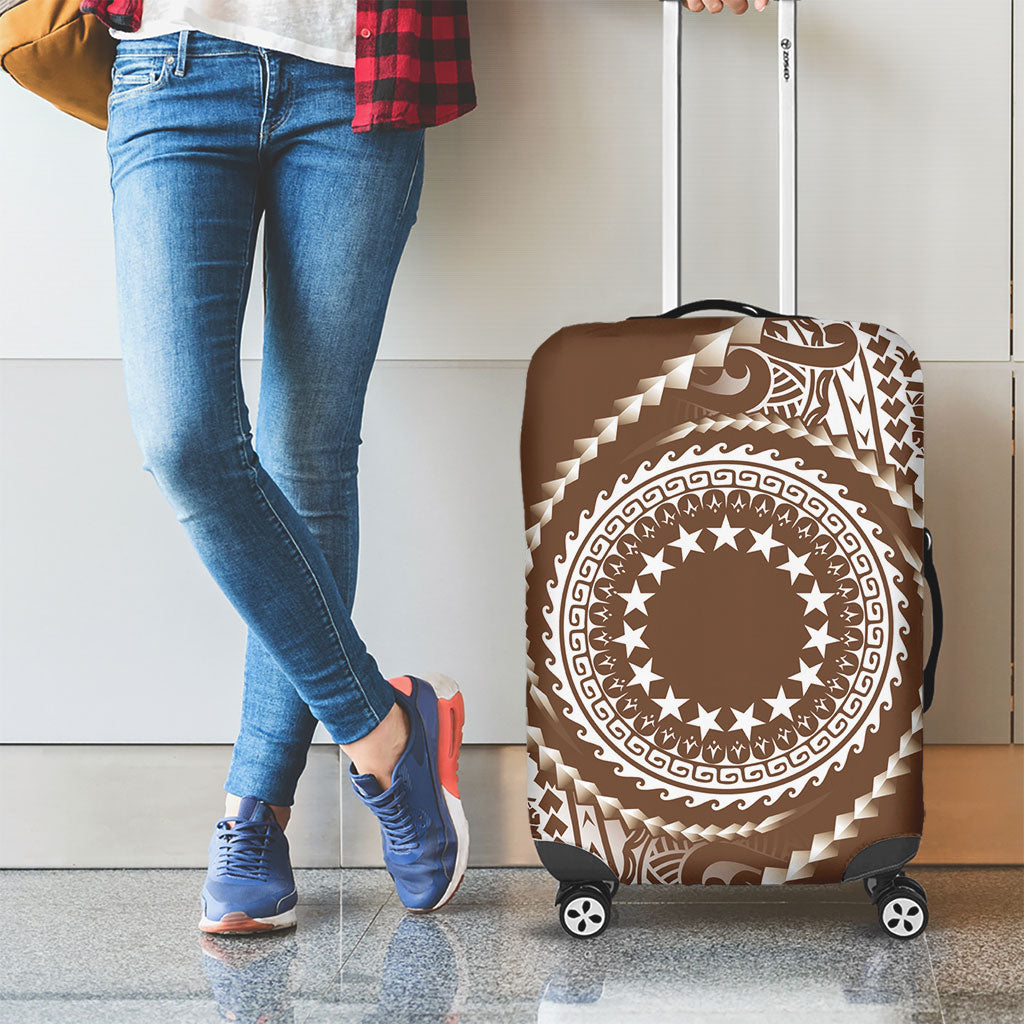 Cook Islands Gospel Day Luggage Cover Brown Tribal Curves LT05 - Polynesian Pride