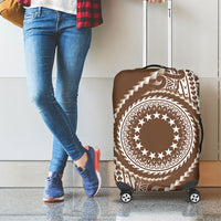 Cook Islands Gospel Day Luggage Cover Brown Tribal Curves LT05 - Polynesian Pride