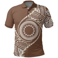 Cook Islands Gospel Day Polo Shirt Brown Tribal Curves LT05 Brown - Polynesian Pride