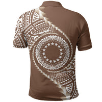 Cook Islands Gospel Day Polo Shirt Brown Tribal Curves LT05 - Polynesian Pride