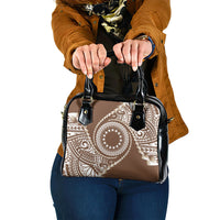 Cook Islands Gospel Day Shoulder Handbag Brown Tribal Curves LT05 One Size Brown - Polynesian Pride
