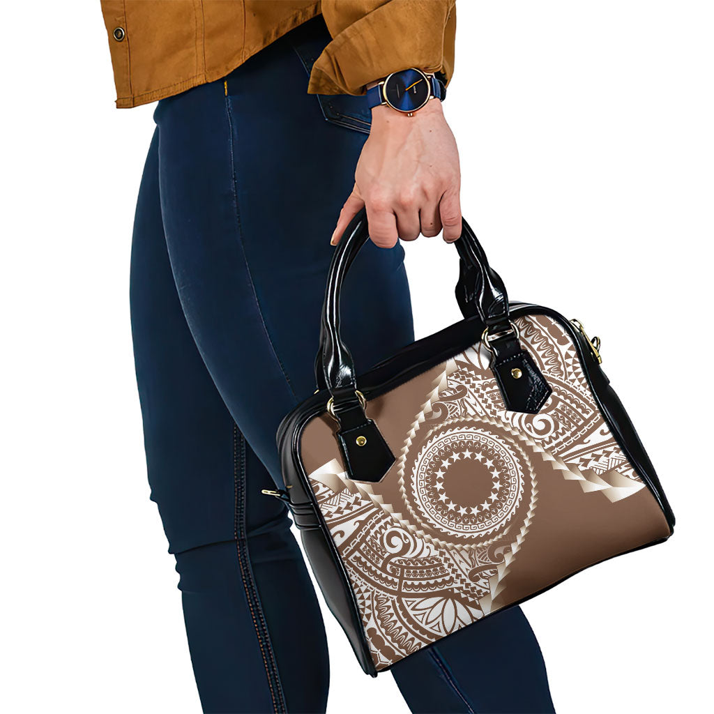 Cook Islands Gospel Day Shoulder Handbag Brown Tribal Curves LT05 - Polynesian Pride