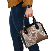 Cook Islands Gospel Day Shoulder Handbag Brown Tribal Curves LT05 - Polynesian Pride