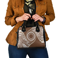 Cook Islands Gospel Day Shoulder Handbag Brown Tribal Curves LT05 - Polynesian Pride