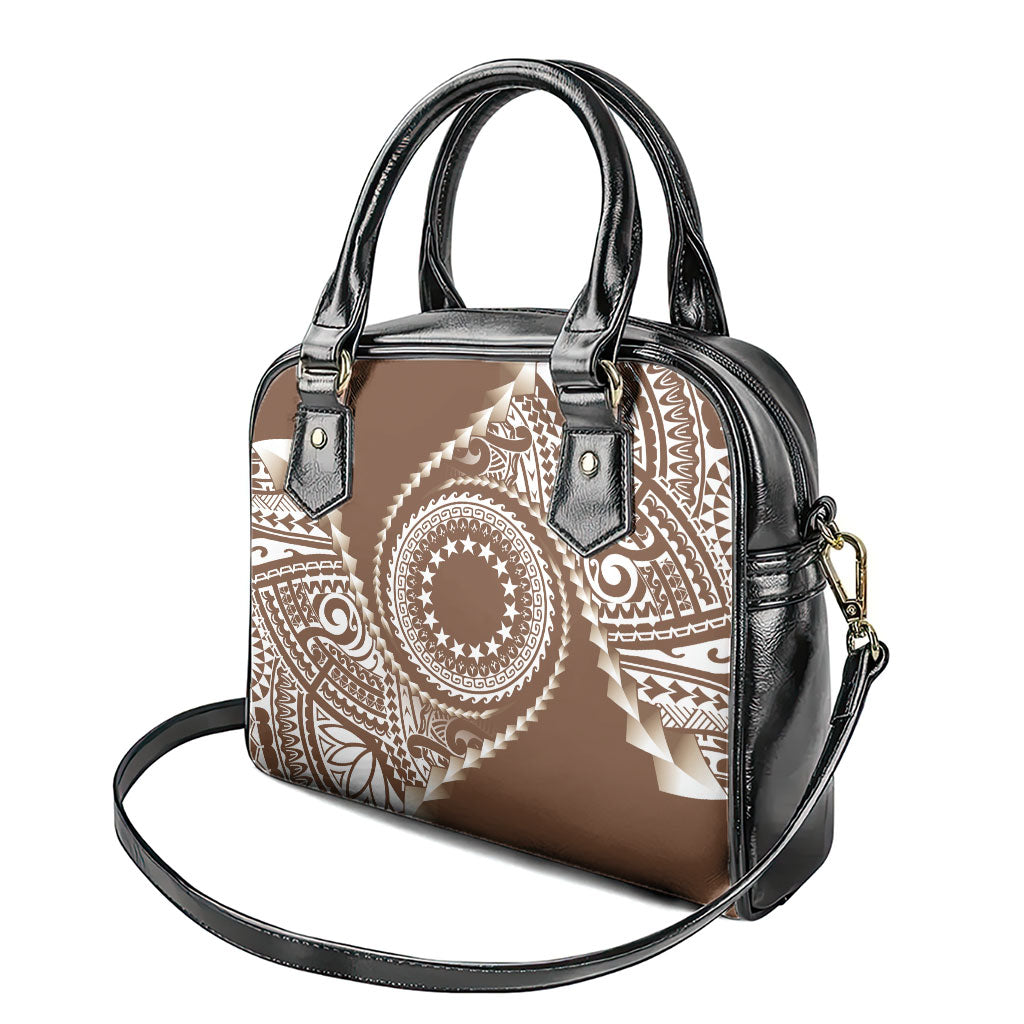 Cook Islands Gospel Day Shoulder Handbag Brown Tribal Curves LT05 - Polynesian Pride