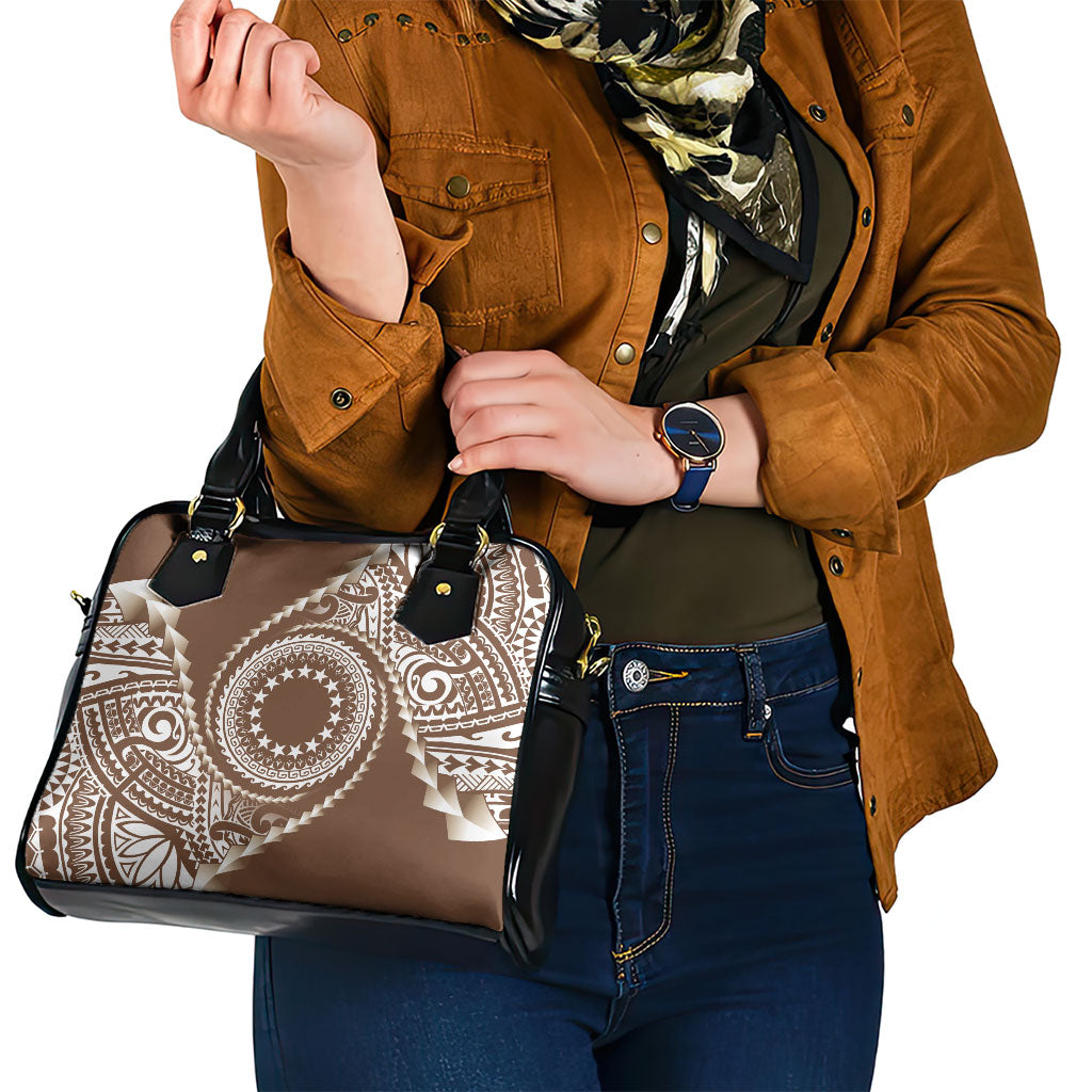 Cook Islands Gospel Day Shoulder Handbag Brown Tribal Curves LT05 - Polynesian Pride