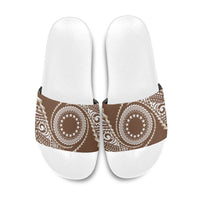 Cook Islands Gospel Day Slide Sandals Brown Tribal Curves LT05 Brown - Polynesian Pride