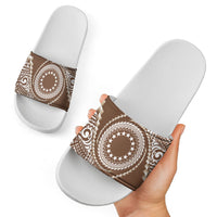 Cook Islands Gospel Day Slide Sandals Brown Tribal Curves LT05 - Polynesian Pride