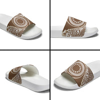Cook Islands Gospel Day Slide Sandals Brown Tribal Curves LT05 - Polynesian Pride