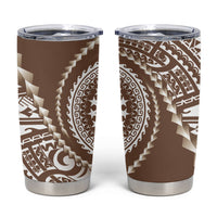 Cook Islands Gospel Day Tumbler Cup Brown Tribal Curves LT05 Brown - Polynesian Pride