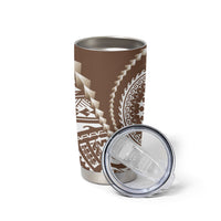 Cook Islands Gospel Day Tumbler Cup Brown Tribal Curves LT05 - Polynesian Pride