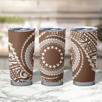 Cook Islands Gospel Day Tumbler Cup Brown Tribal Curves LT05 - Polynesian Pride