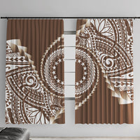 Cook Islands Gospel Day Window Curtain Brown Tribal Curves LT05 With Hooks Brown - Polynesian Pride