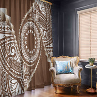 Cook Islands Gospel Day Window Curtain Brown Tribal Curves LT05 - Polynesian Pride