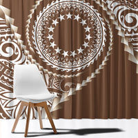 Cook Islands Gospel Day Window Curtain Brown Tribal Curves LT05 - Polynesian Pride