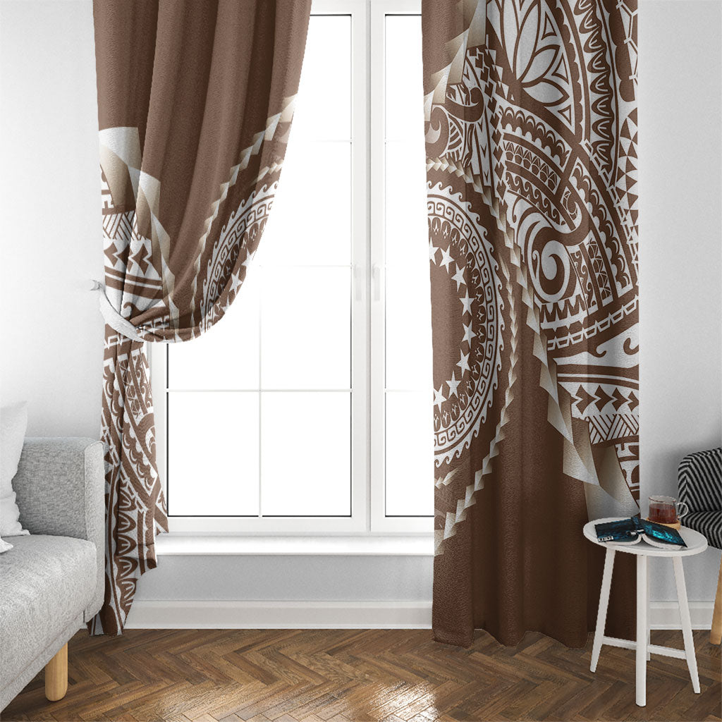 Cook Islands Gospel Day Window Curtain Brown Tribal Curves LT05 - Polynesian Pride