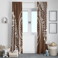 Cook Islands Gospel Day Window Curtain Brown Tribal Curves LT05 - Polynesian Pride