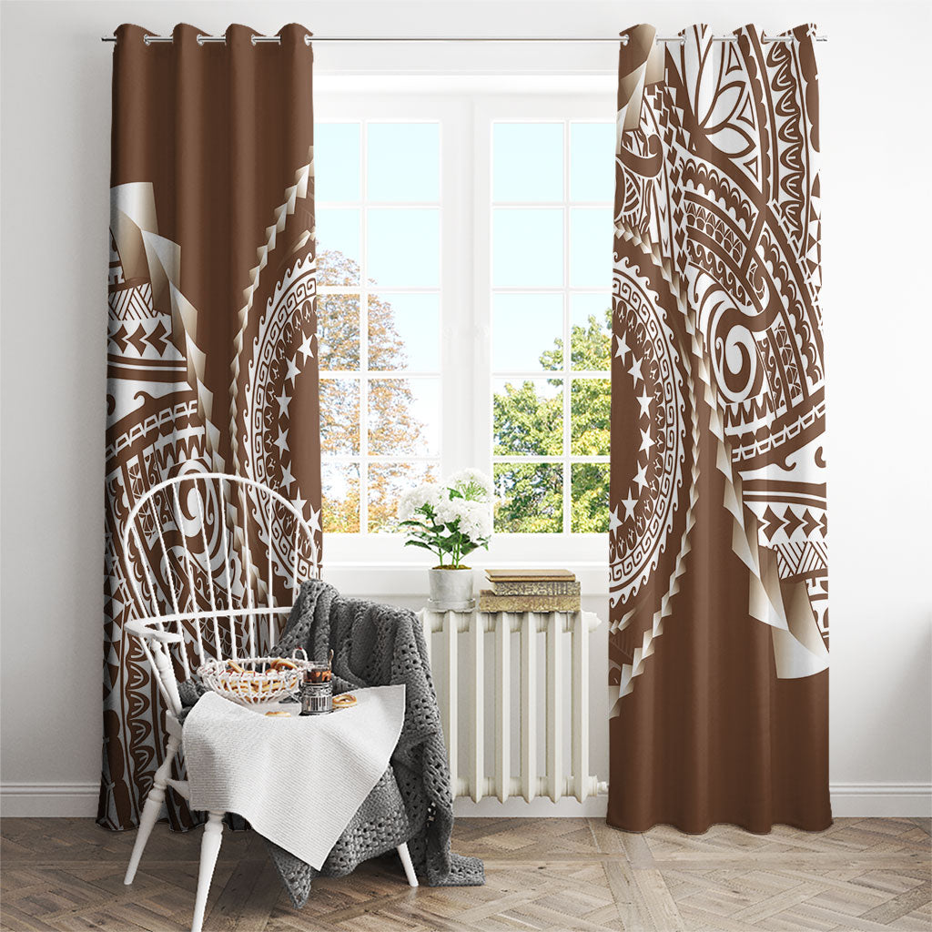 Cook Islands Gospel Day Window Curtain Brown Tribal Curves LT05 - Polynesian Pride