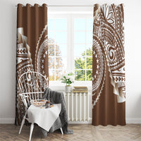 Cook Islands Gospel Day Window Curtain Brown Tribal Curves LT05 - Polynesian Pride