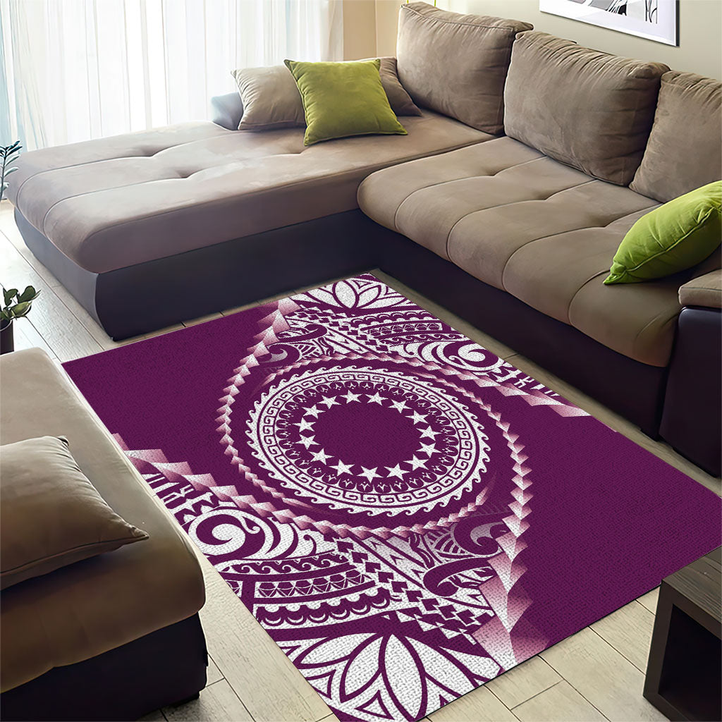Cook Islands Gospel Day Area Rug Maroon Tribal Curves LT05 - Polynesian Pride