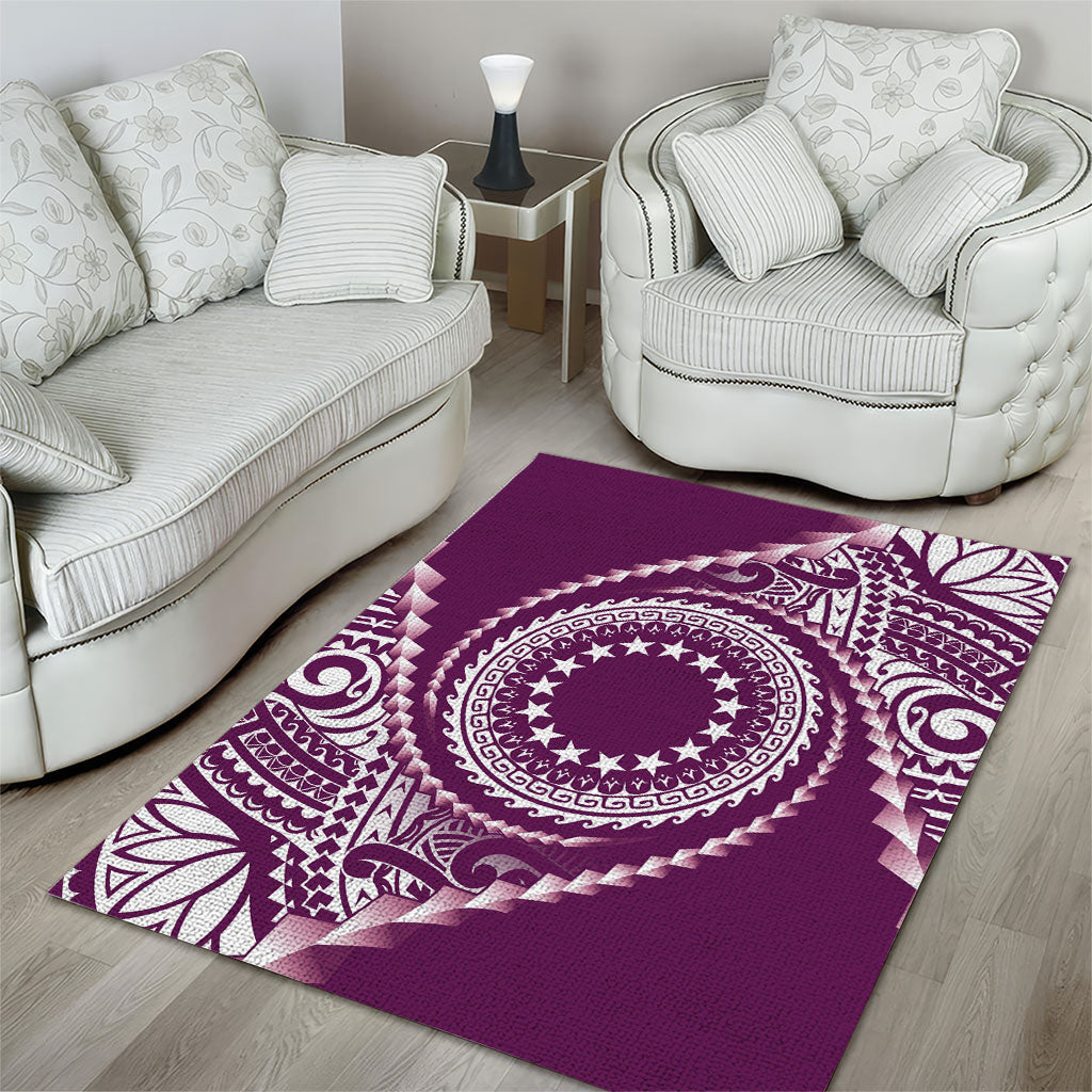 Cook Islands Gospel Day Area Rug Maroon Tribal Curves LT05 - Polynesian Pride