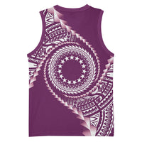 Cook Islands Gospel Day Basketball Jersey Maroon Tribal Curves LT05 - Polynesian Pride