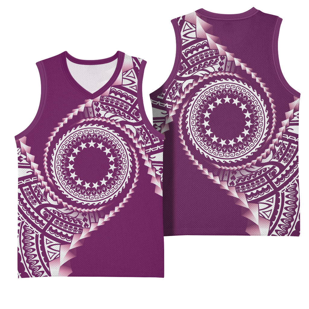 Cook Islands Gospel Day Basketball Jersey Maroon Tribal Curves LT05 - Polynesian Pride