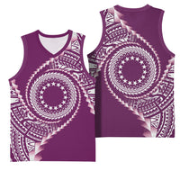Cook Islands Gospel Day Basketball Jersey Maroon Tribal Curves LT05 - Polynesian Pride