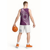 Cook Islands Gospel Day Basketball Jersey Maroon Tribal Curves LT05 - Polynesian Pride