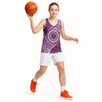 Cook Islands Gospel Day Basketball Jersey Maroon Tribal Curves LT05 - Polynesian Pride