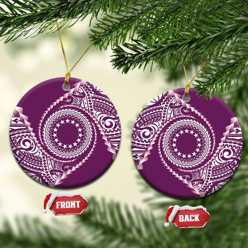 Cook Islands Gospel Day Ceramic Ornament Maroon Tribal Curves