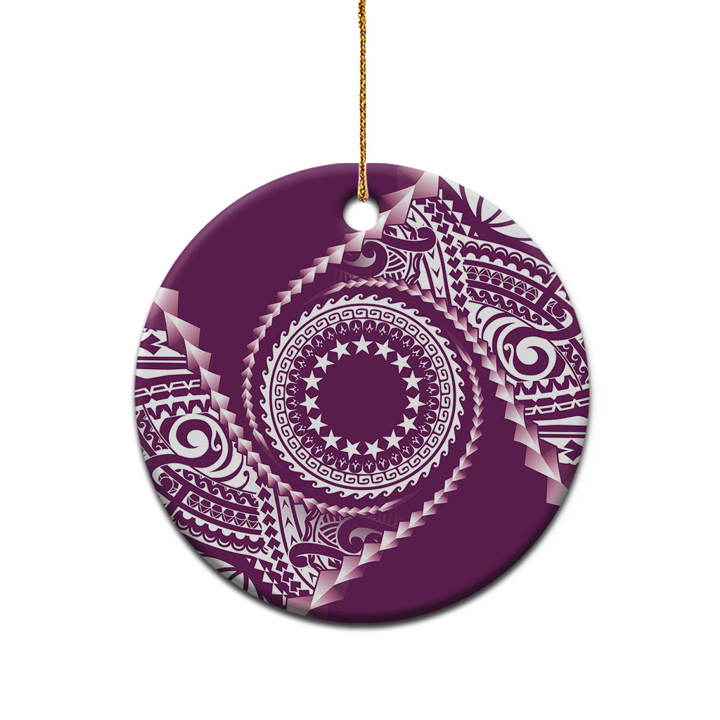 Cook Islands Gospel Day Ceramic Ornament Maroon Tribal Curves