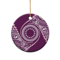 Cook Islands Gospel Day Ceramic Ornament Maroon Tribal Curves