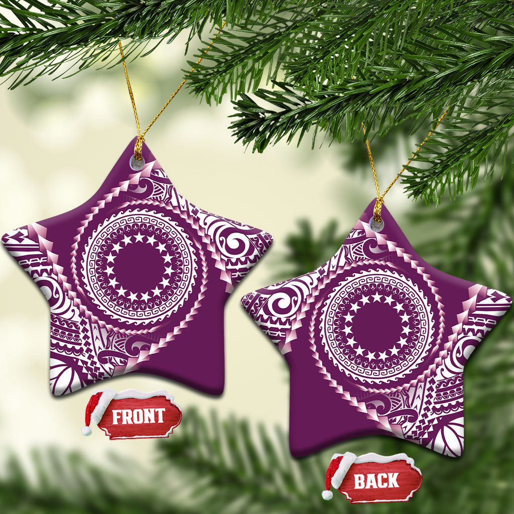 Cook Islands Gospel Day Ceramic Ornament Maroon Tribal Curves