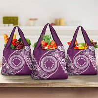 Cook Islands Gospel Day Grocery Bag Maroon Tribal Curves LT05 3-pack One Size Maroon - Polynesian Pride