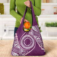 Cook Islands Gospel Day Grocery Bag Maroon Tribal Curves LT05 - Polynesian Pride