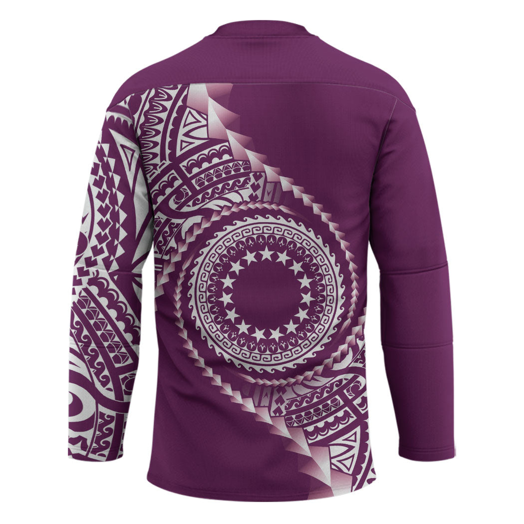 Cook Islands Gospel Day Hockey Jersey Maroon Tribal Curves LT05 - Polynesian Pride