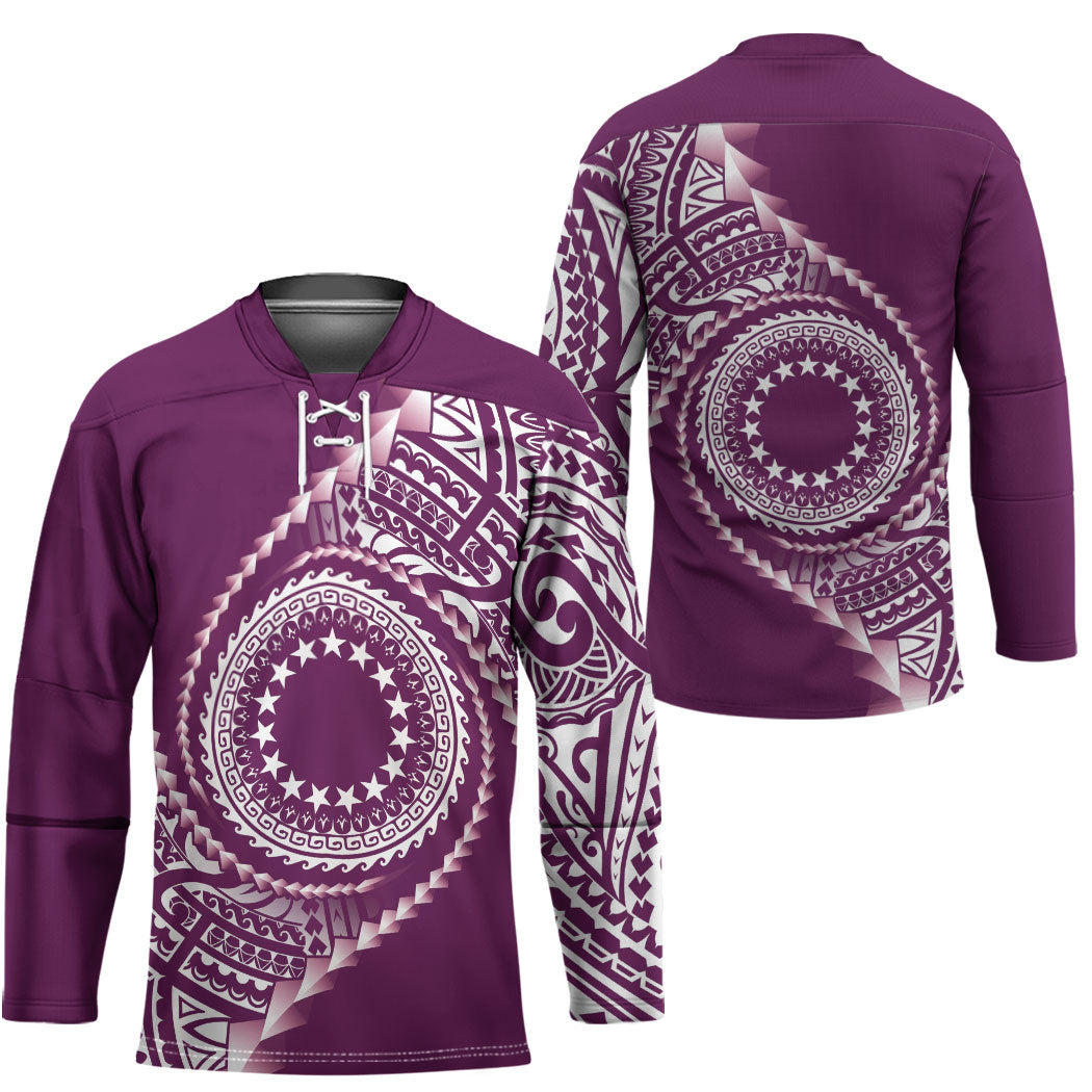 Cook Islands Gospel Day Hockey Jersey Maroon Tribal Curves LT05 - Polynesian Pride
