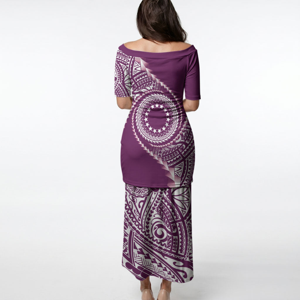 Cook Islands Gospel Day Puletasi Maroon Tribal Curves LT05 - Polynesian Pride